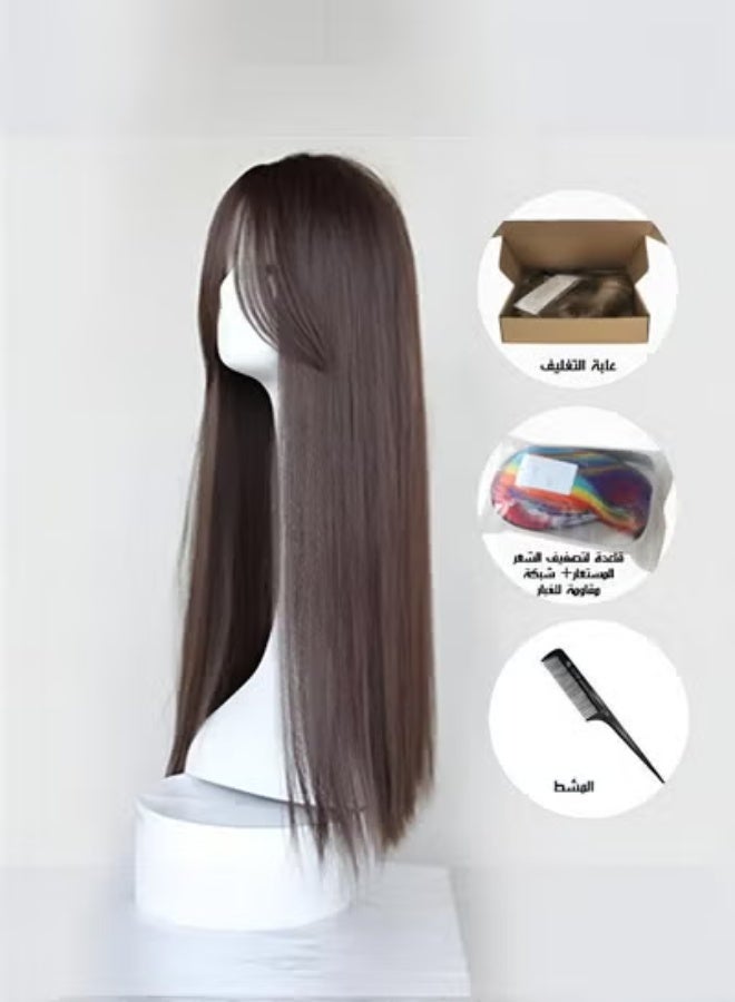 شعر مستعار مستقيم طويل مع غرة - أسلوب شائع وأنيق - Image 3